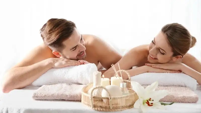 Couple relaxing during massage therapy